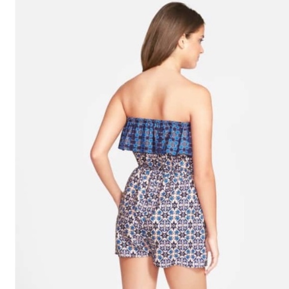 Nordstrom Zoe & Rose Blue Strapless Romper Small - Picture 2 of 8